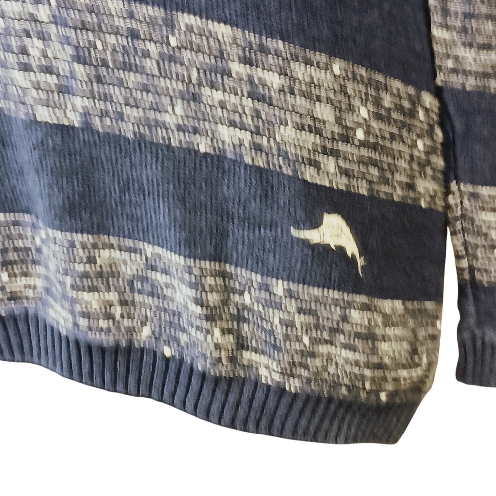 Tommy Bahama Relax Hoodie V-Neck Striped Knit Sweater SKUW626 - Picture 2 of 6